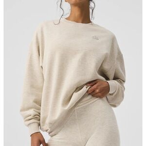 Alo Accolade Crew Neck Pullover Oatmeal Heather NWT
